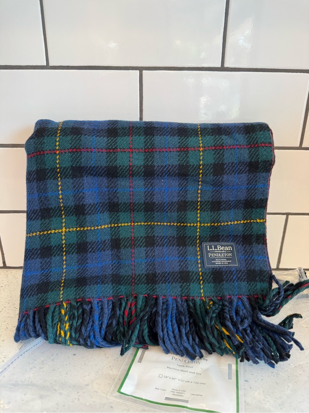 Pendleton NWT Washable Wool Plaid Throw Blanket 54” x 60” Made in USA